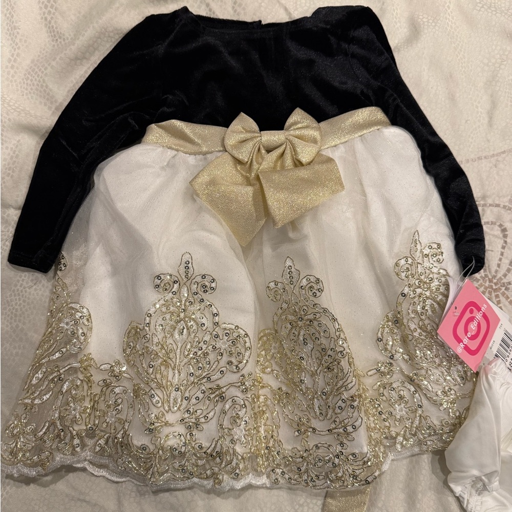 Rare Editions Black and Gold Kids Dress